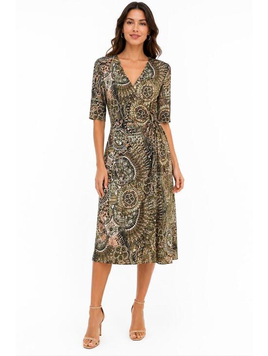 Connected Apparel Dresses & Skirts - NWT Connected Apparel Women's Printed Faux Wrap Midi Dress Size 6